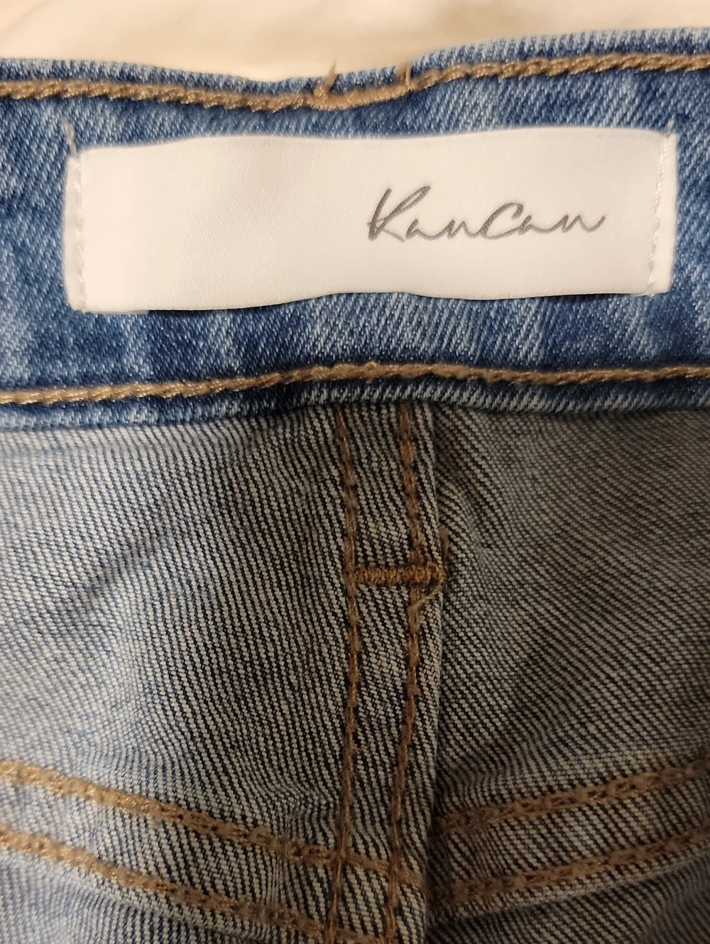 KanCan Medium Blue Distressed Jeans with Frayed Hem